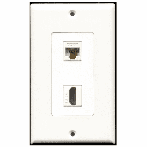 RiteAV - 1 Port HDMI - 1 Port Cat6 Ethernet White Wall Plate Decora White