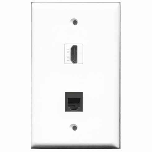 RiteAV - 1 Port HDMI 1 Port Phone RJ11 RJ12 Black Wall Plate