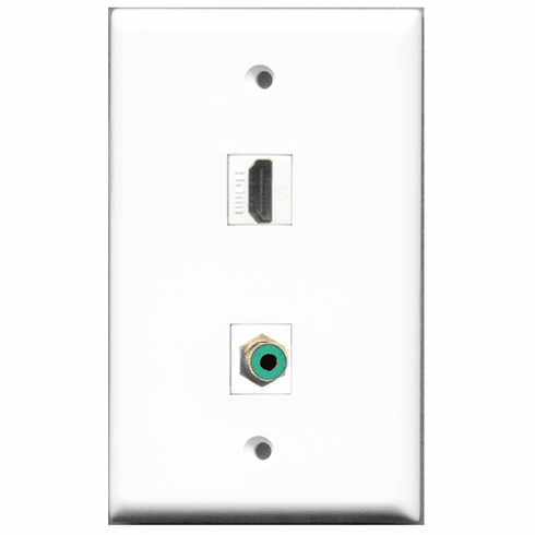 RiteAV - 1 Port HDMI 1 Port RCA Green Wall Plate White