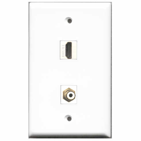 RiteAV - 1 Port HDMI 1 Port RCA White Wall Plate White