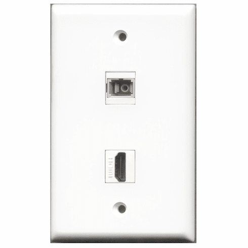 RiteAV - 1 Port HDMI - 1 Port SC Fiber Multimode Simplex Port Wall Plate White