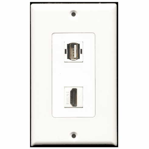 RiteAV - 1 Port HDMI - 1 Port USB A-A Wall Plate Decora White
