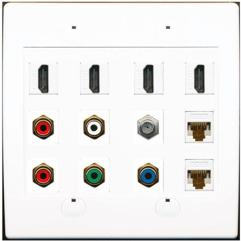 Placca Parete 4 Hdmi 2 Tv Coassiale Riteav Bianca Placca HDMI E TV Placca Parete 4 Hdmi 2 Tv Coassiale Riteav Bianca Placca HDMI E TV