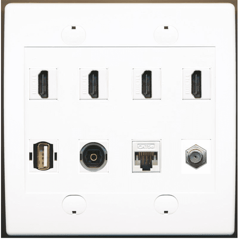 Riteav – 2 HDMI e 1 CAT5e White Ethernet Port parete piastra decorativa