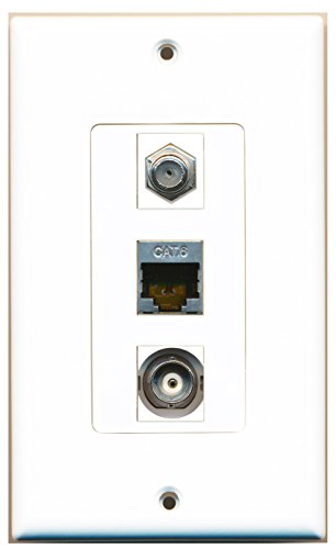 RiteAV - 1 Port Coax Cable TV- F-Type and 1 Port Shielded Cat6 Ethernet and 1 Port BNC Decorative Wall Plate Decorative