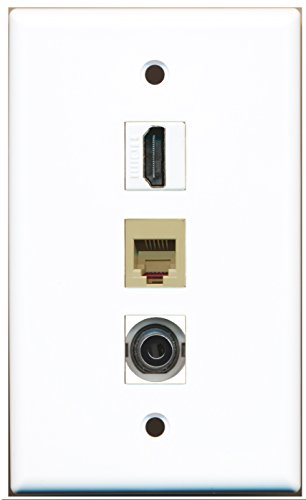 RiteAV - 1 Port HDMI and 1 Port Phone RJ11 RJ12 Beige and 1 Port 3.5mm Wall Plate
