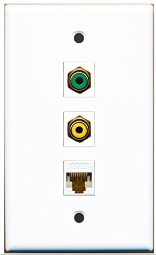 RiteAV - 1 Port RCA Yellow and 1 Port RCA Green and 1 Port Cat6 Ethernet White Wall Plate