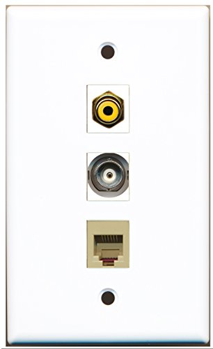 RiteAV - 1 Port RCA Yellow and 1 Port Phone RJ11 RJ12 Beige and 1 Port BNC Wall Plate