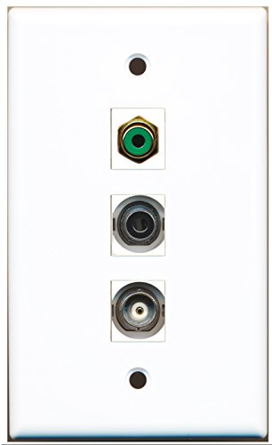 RiteAV - 1 Port RCA Green and 1 Port 3.5mm and 1 Port BNC Wall Plate