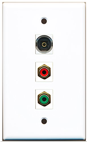 RiteAV - 1 Port RCA Red and 1 Port RCA Green and 1 Port Toslink Wall Plate