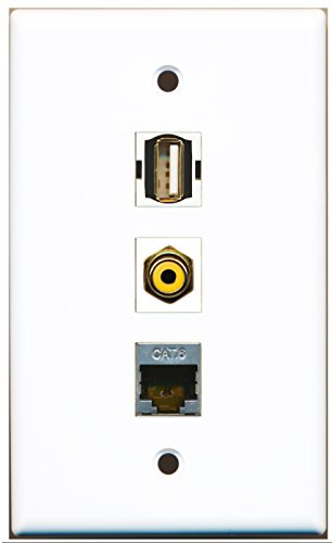 RiteAV - 1 Port RCA Yellow and 1 Port USB A-A and 1 Port Shielded Cat6 Ethernet Wall Plate