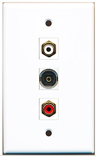 RiteAV - 1 Port RCA Red and 1 Port RCA White and 1 Port Toslink Wall Plate