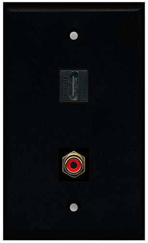 RiteAV - Black 1 Port HDMI 1 Port RCA Red Wall Plate
