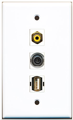 RiteAV - 1 Port RCA Yellow and 1 Port USB A-A and 1 Port 3.5mm Wall Plate
