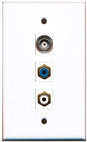 RiteAV - 1 Port RCA White and 1 Port RCA Blue and 1 Port BNC Wall Plate