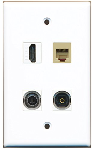 RiteAV - 1 Port HDMI 1 Port Phone RJ11 RJ12 Beige 1 Port Toslink 1 Port 3.5mm Wall Plate