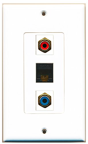 RiteAV - 1 Port RCA Red and 1 Port RCA Blue and 1 Port Cat6 Ethernet Black Decorative Wall Plate Decorative