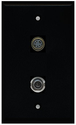 RiteAV - Black 1 Port S-Video 1 Port 3.5mm Wall Plate