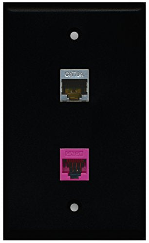 RiteAV - Black 1 Port Cat5e Ethernet Pink 1 Port Cat6a Wall Plate