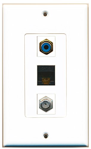 RiteAV - 1 Port RCA Blue and 1 Port Coax Cable TV- F-Type and 1 Port Cat6 Ethernet Black Decorative Wall Plate Decorative