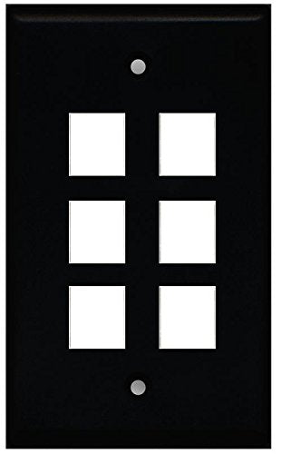 RiteAV Black 6 Port Blank Wall Plate - Flat