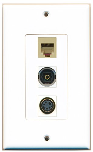RiteAV - 1 Port Phone RJ11 RJ12 Beige and 1 Port S-Video and 1 Port Toslink Decorative Wall Plate Decorative