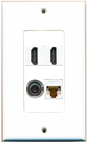 RiteAV - 2 Port HDMI 1 Port 3.5mm 1 Port Cat6 Ethernet White Wall Plate Decorative