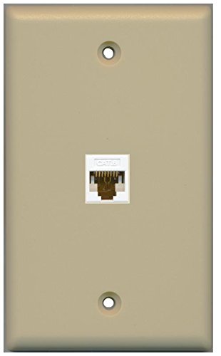 RiteAV Cat6 White Wall Plate 1 Gang Flat Ivory