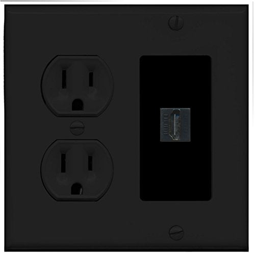 RiteAV – Piastra A Muro Con 2 Prese Elettriche 15A 125V + 1 Porta Ethernet Cat5e + 1 Coassiale, Femmina-femmina