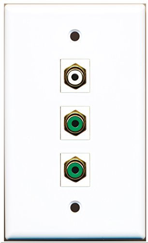 RiteAV - 1 Port RCA White 2 Port RCA Green Wall Plate