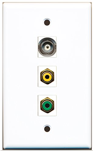 RiteAV - 1 Port RCA Yellow and 1 Port RCA Green and 1 Port BNC Wall Plate