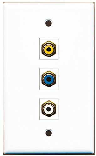 RiteAV - 1 Port RCA White and 1 Port RCA Yellow and 1 Port RCA Blue Wall Plate