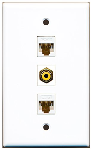 RiteAV - 1 Port RCA Yellow 2 Port Cat6 Ethernet White Wall Plate