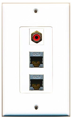 RiteAV - 1 Port RCA Red 2 Port Shielded Cat6 Ethernet Decorative Wall Plate Decorative