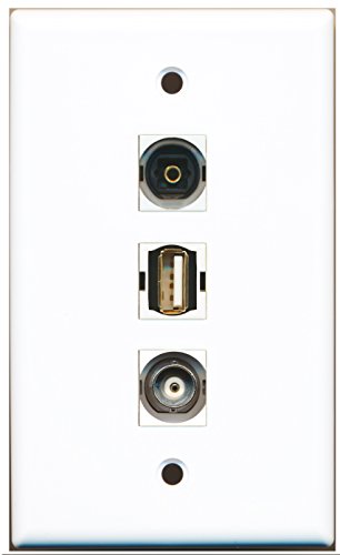 RiteAV - 1 Port USB A-A and 1 Port Toslink and 1 Port BNC Wall Plate