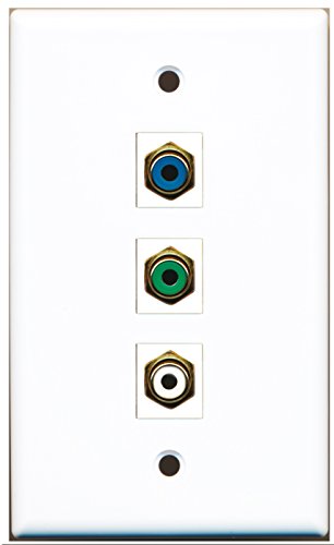 RiteAV - 1 Port RCA White and 1 Port RCA Green and 1 Port RCA Blue Wall Plate