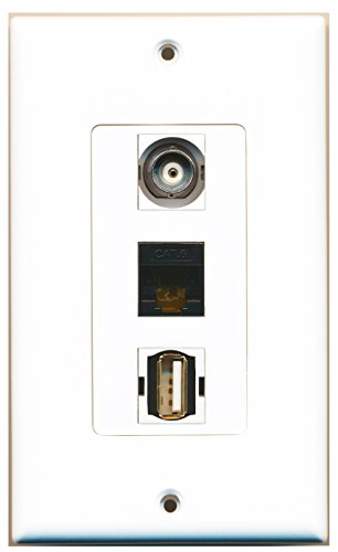 RiteAV - 1 Port USB A-A and 1 Port BNC and 1 Port Cat6 Ethernet Black Decorative Wall Plate Decorative