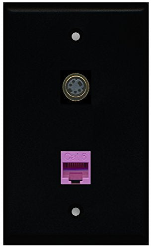 RiteAV - Black 1 Port S-Video 1 Port Cat6 Ethernet Purple Wall Plate