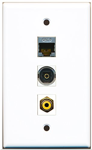 RiteAV - 1 Port RCA Yellow and 1 Port Shielded Cat6 Ethernet and 1 Port Toslink Wall Plate