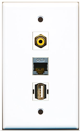 RiteAV - 1 Port RCA Yellow and 1 Port USB A-A and 1 Port Shielded Cat6 Ethernet Wall Plate