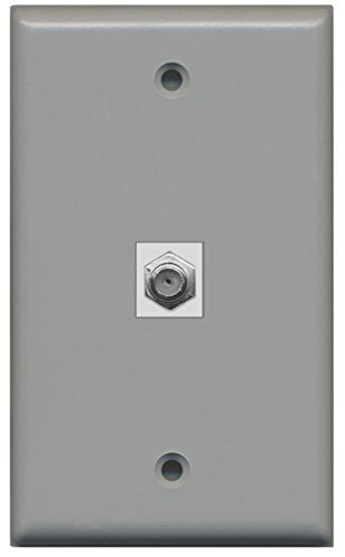 RiteAV Coax Cable TV Wall Plate 1 Gang Flat - Gray