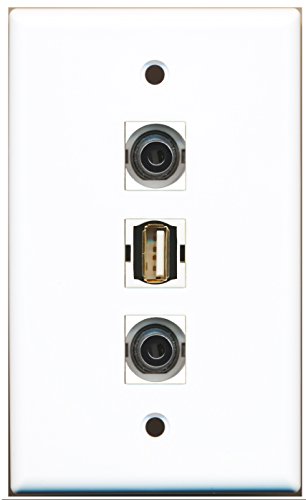 RiteAV - 1 Port USB A-A 2 Port 3.5mm Wall Plate