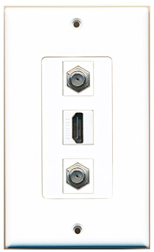 RiteAV - 1 Port HDMI 2 Port Coax Cable TV- F-Type Decorative Wall Plate