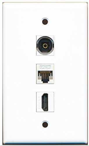 RiteAV - 1 Port HDMI and 1 Port Toslink and 1 Port Cat5e Ethernet White Wall Plate