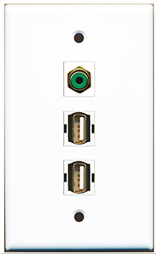 RiteAV - 1 Port RCA Green 2 Port USB A-A Wall Plate