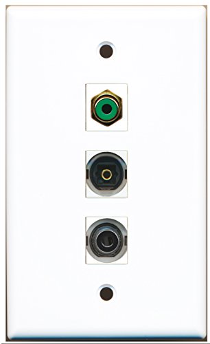 RiteAV - 1 Port RCA Green and 1 Port Toslink and 1 Port 3.5mm Wall Plate