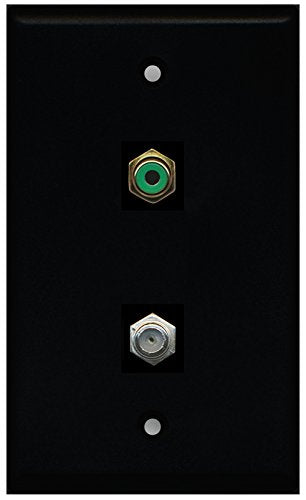 RiteAV - Black 1 Port RCA Green 1 Port Coax Cable TV- F-Type Wall Plate