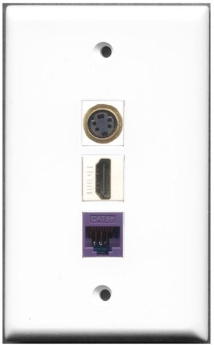 RiteAV - 1 Port HDMI 1 S-Video 1 Cat5e Ethernet Purple Wall Plate