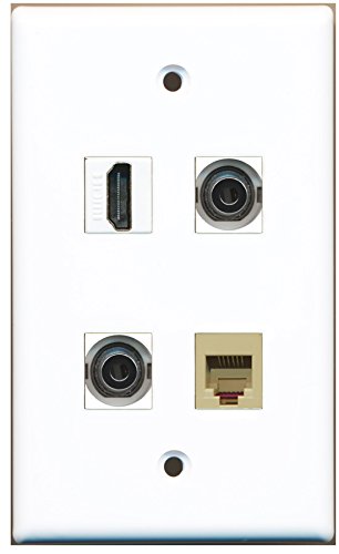 RiteAV - 1 Port HDMI 1 Port Phone RJ11 RJ12 Beige 2 Port 3.5mm Wall Plate