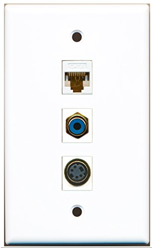 RiteAV - 1 Port RCA Blue and 1 Port S-Video and 1 Port Cat6 Ethernet White Wall Plate